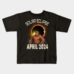Funny Solar Eclipse 2024 Bigfoot Sasquatch Design Kids T-Shirt